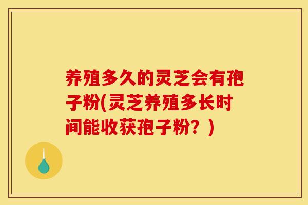 养殖多久的灵芝会有孢子粉(灵芝养殖多长时间能收获孢子粉?) 养殖多久的灵芝会有孢子粉(灵芝养殖多长时间能收获孢子粉?)