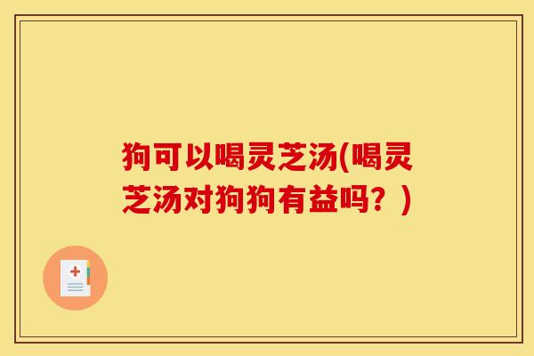 狗可以喝灵芝汤(喝灵芝汤对狗狗有益吗?) 狗可以喝灵芝汤(喝灵芝汤对狗狗有益吗?)