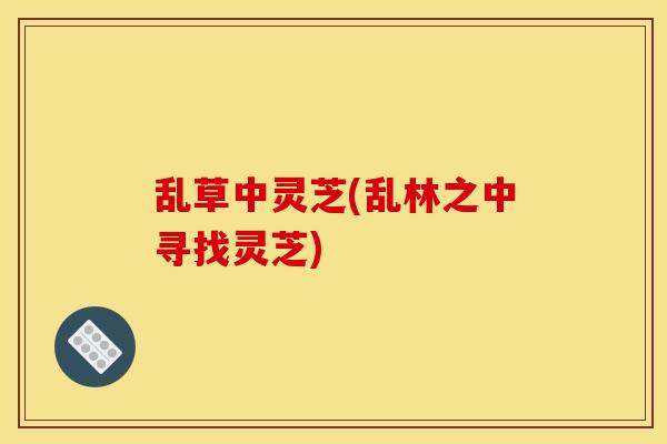 乱草中灵芝(乱林之中寻找灵芝)