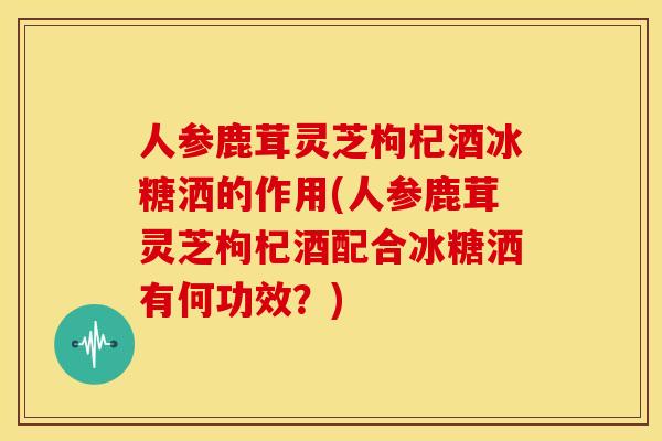人参鹿茸灵芝枸杞酒冰糖洒的作用(人参鹿茸灵芝枸杞酒配合冰糖洒有何功效?) 人参鹿茸灵芝枸杞酒冰糖洒的作用(人参鹿茸灵芝枸杞酒配合冰糖洒有何功效?)