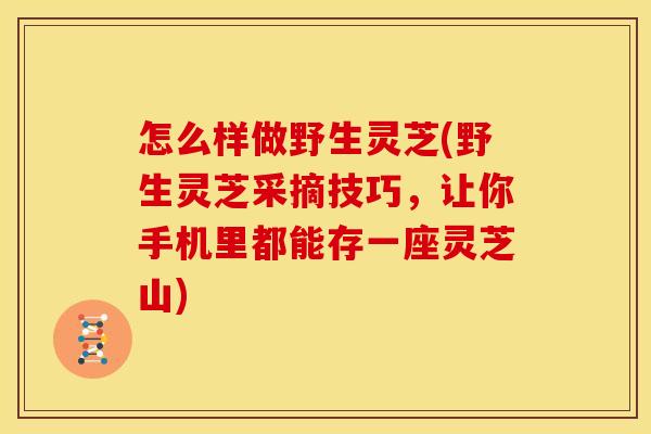 怎么样做野生灵芝(野生灵芝采摘技巧,让你手机里都能存一座灵芝山) 怎么样做野生灵芝(野生灵芝采摘技巧,让你手机里都能存一座灵芝山)