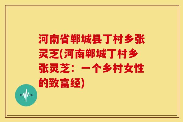 河南省郸城县丁村乡张灵芝(河南郸城丁村乡张灵芝:一个乡村女性的致富经) 河南省郸城县丁村乡张灵芝(河南郸城丁村乡张灵芝:一个乡村女性的致富经)