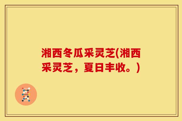湘西冬瓜采灵芝(湘西采灵芝,夏日丰收。) 湘西冬瓜采灵芝(湘西采灵芝,夏日丰收。)