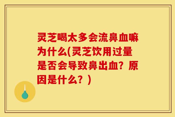 灵芝喝太多会流鼻嘛为什么(灵芝饮用过量是否会导致鼻出?原因是什么?) 灵芝喝太多会流鼻嘛为什么(灵芝饮用过量是否会导致鼻出?原因是什么?)