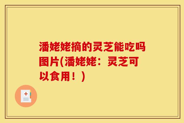 潘姥姥摘的灵芝能吃吗图片(潘姥姥:灵芝可以食用!) 潘姥姥摘的灵芝能吃吗图片(潘姥姥:灵芝可以食用!)