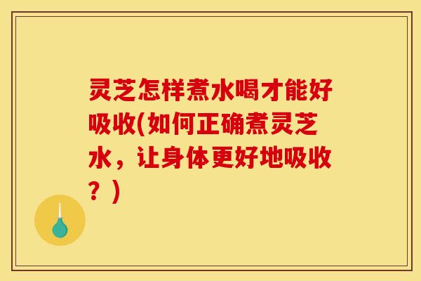 灵芝怎样煮水喝才能好吸收(如何正确煮灵芝水,让身体更好地吸收?) 灵芝怎样煮水喝才能好吸收(如何正确煮灵芝水,让身体更好地吸收?)