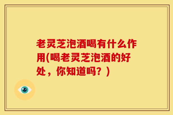 老灵芝泡酒喝有什么作用(喝老灵芝泡酒的好处，你知道吗？)