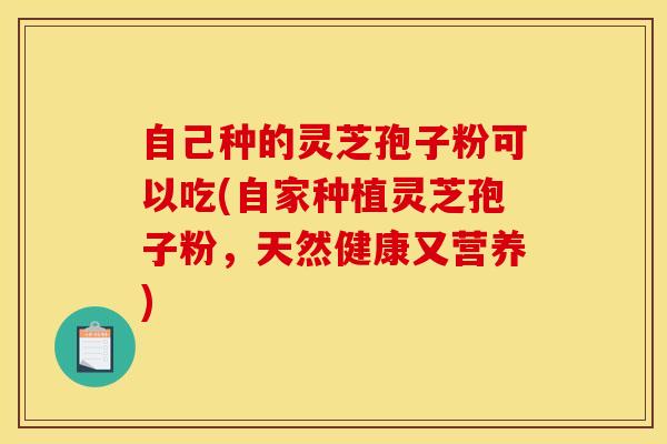 自己种的灵芝孢子粉可以吃(自家种植灵芝孢子粉，天然健康又营养)
