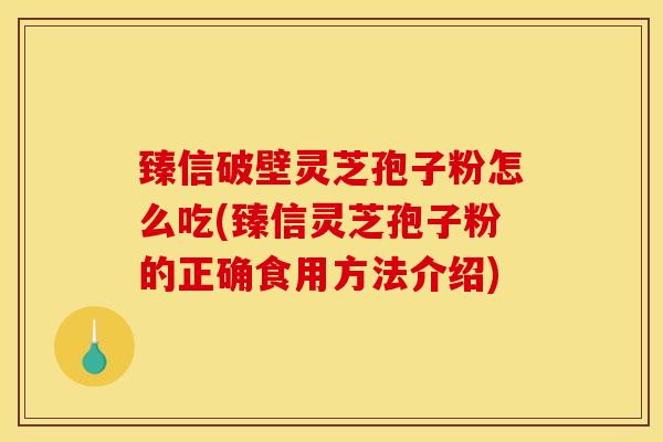 臻信破壁灵芝孢子粉怎么吃(臻信灵芝孢子粉的正确食用方法介绍) 臻信破壁灵芝孢子粉怎么吃(臻信灵芝孢子粉的正确食用方法介绍)