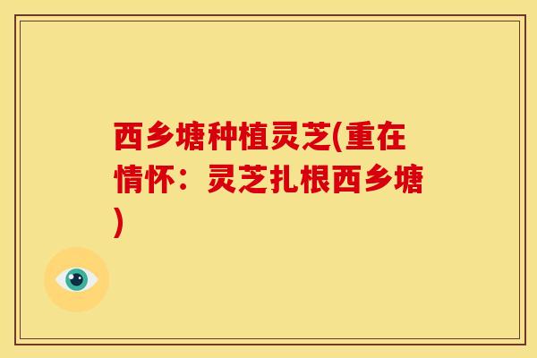西乡塘种植灵芝(重在情怀:灵芝扎根西乡塘) 西乡塘种植灵芝(重在情怀:灵芝扎根西乡塘)