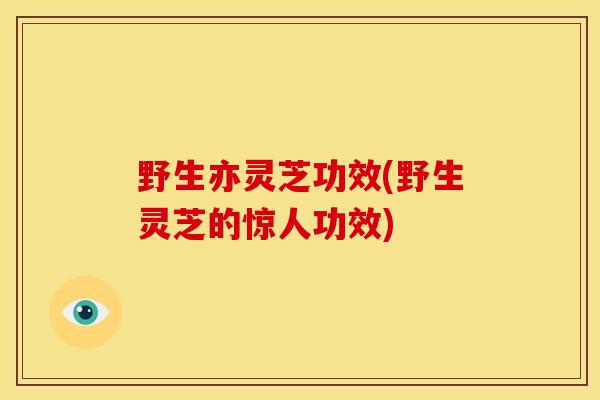 野生亦灵芝功效(野生灵芝的惊人功效) 野生亦灵芝功效(野生灵芝的惊人功效)