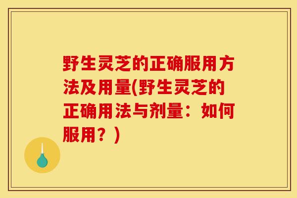 野生灵芝的正确服用方法及用量(野生灵芝的正确用法与剂量:如何服用?) 野生灵芝的正确服用方法及用量(野生灵芝的正确用法与剂量:如何服用?)