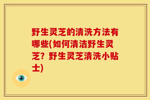 野生灵芝的清洗方法有哪些(如何清洁野生灵芝?野生灵芝清洗小贴士) 野生灵芝的清洗方法有哪些(如何清洁野生灵芝?野生灵芝清洗小贴士)