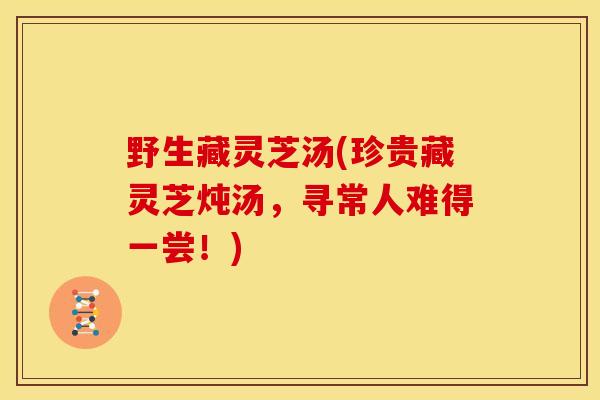 野生藏灵芝汤(珍贵藏灵芝炖汤,寻常人难得一尝!) 野生藏灵芝汤(珍贵藏灵芝炖汤,寻常人难得一尝!)