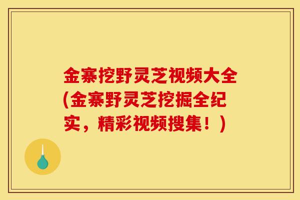 金寨挖野灵芝视频大全(金寨野灵芝挖掘全纪实,精彩视频搜集!) 金寨挖野灵芝视频大全(金寨野灵芝挖掘全纪实,精彩视频搜集!)