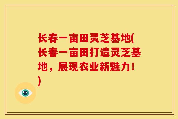 长春一亩田灵芝基地(长春一亩田打造灵芝基地,展现农业新魅力!) 长春一亩田灵芝基地(长春一亩田打造灵芝基地,展现农业新魅力!)