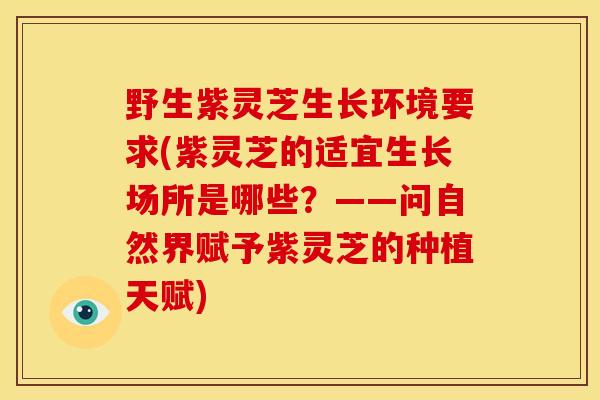 野生紫灵芝生长环境要求(紫灵芝的适宜生长场所是哪些?——问自然界赋予紫灵芝的种植天赋) 野生紫灵芝生长环境要求(紫灵芝的适宜生长场所是哪些?——问自然界赋予紫灵芝的种植天赋)