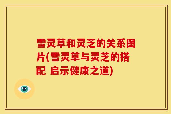 雪灵草和灵芝的关系图片(雪灵草与灵芝的搭配 启示健康之道) 雪灵草和灵芝的关系图片(雪灵草与灵芝的搭配 启示健康之道)