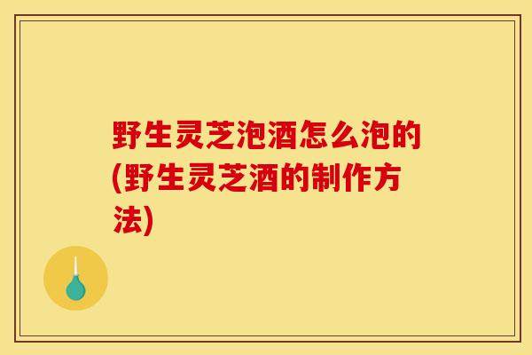 野生灵芝泡酒怎么泡的(野生灵芝酒的制作方法) 野生灵芝泡酒怎么泡的(野生灵芝酒的制作方法)