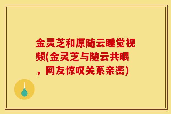 金灵芝和原随云睡觉视频(金灵芝与随云共眠,网友惊叹关系亲密) 金灵芝和原随云睡觉视频(金灵芝与随云共眠,网友惊叹关系亲密)