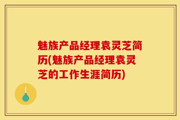 魅族产品经理袁灵芝简历(魅族产品经理袁灵芝的工作生涯简历)