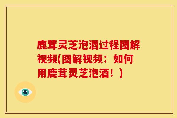 鹿茸灵芝泡酒过程图解视频(图解视频:如何用鹿茸灵芝泡酒!) 鹿茸灵芝泡酒过程图解视频(图解视频:如何用鹿茸灵芝泡酒!)