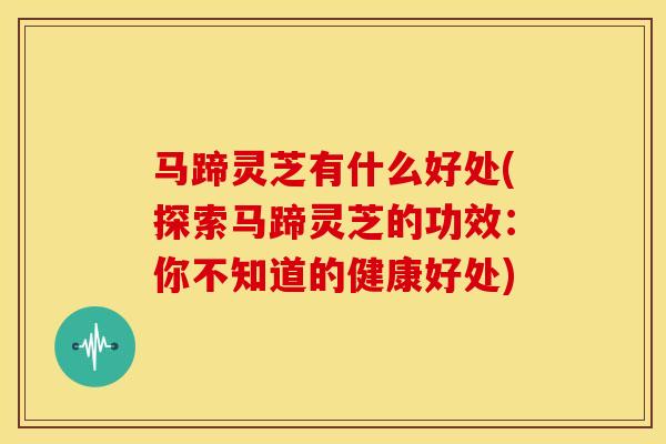 马蹄灵芝有什么好处(探索马蹄灵芝的功效:你不知道的健康好处) 马蹄灵芝有什么好处(探索马蹄灵芝的功效:你不知道的健康好处)