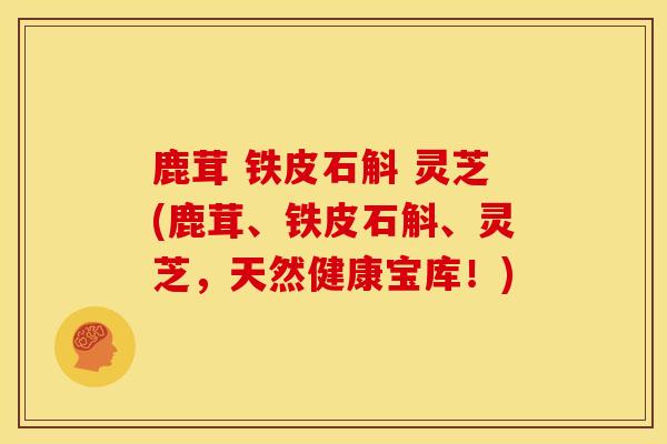鹿茸 铁皮石斛 灵芝(鹿茸、铁皮石斛、灵芝，天然健康宝库！)