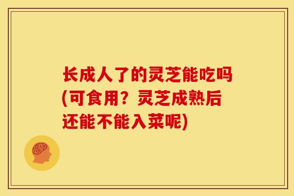 长成人了的灵芝能吃吗(可食用?灵芝成熟后还能不能入菜呢) 长成人了的灵芝能吃吗(可食用?灵芝成熟后还能不能入菜呢)