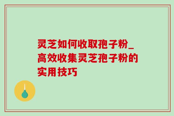 灵芝如何收取孢子粉_高效收集灵芝孢子粉的实用技巧 灵芝如何收取孢子粉_高效收集灵芝孢子粉的实用技巧