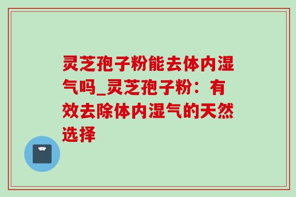 灵芝孢子粉能去体内湿气吗_灵芝孢子粉:有效去除体内湿气的天然选择 灵芝孢子粉能去体内湿气吗_灵芝孢子粉:有效去除体内湿气的天然选择