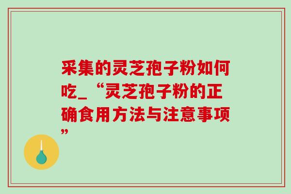 采集的灵芝孢子粉如何吃_“灵芝孢子粉的正确食用方法与注意事项” 采集的灵芝孢子粉如何吃_“灵芝孢子粉的正确食用方法与注意事项”