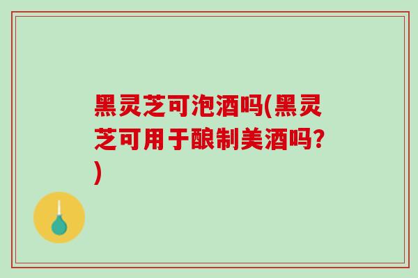 黑灵芝可泡酒吗(黑灵芝可用于酿制美酒吗?) 黑灵芝可泡酒吗(黑灵芝可用于酿制美酒吗?)