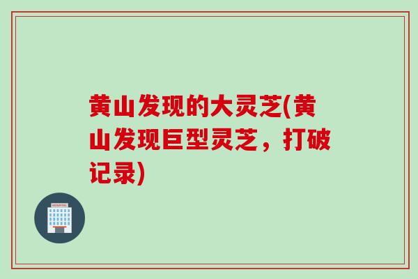 黄山发现的大灵芝(黄山发现巨型灵芝,打破记录) 黄山发现的大灵芝(黄山发现巨型灵芝,打破记录)