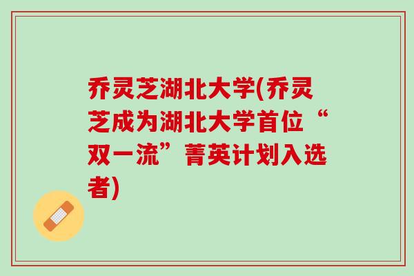 乔灵芝湖北大学(乔灵芝成为湖北大学首位“双一流”菁英计划入选者) 乔灵芝湖北大学(乔灵芝成为湖北大学首位“双一流”菁英计划入选者)