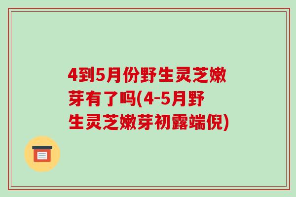 4到5月份野生灵芝嫩芽有了吗(4-5月野生灵芝嫩芽初露端倪) 4到5月份野生灵芝嫩芽有了吗(4-5月野生灵芝嫩芽初露端倪)