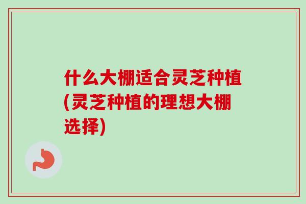 什么大棚适合灵芝种植(灵芝种植的理想大棚选择)
