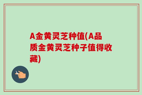 A金黄灵芝种值(A品质金黄灵芝种子值得收藏) A金黄灵芝种值(A品质金黄灵芝种子值得收藏)