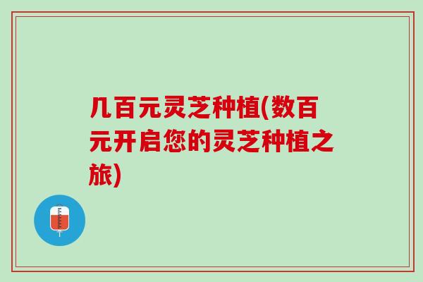 几百元灵芝种植(数百元开启您的灵芝种植之旅) 几百元灵芝种植(数百元开启您的灵芝种植之旅)