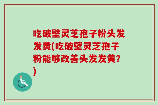 吃破壁灵芝孢子粉头发发黄(吃破壁灵芝孢子粉能够改善头发发黄?) 吃破壁灵芝孢子粉头发发黄(吃破壁灵芝孢子粉能够改善头发发黄?)