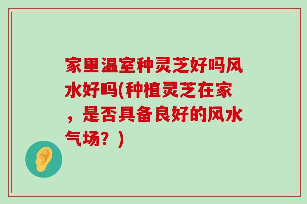 家里温室种灵芝好吗风水好吗(种植灵芝在家，是否具备良好的风水气场？)