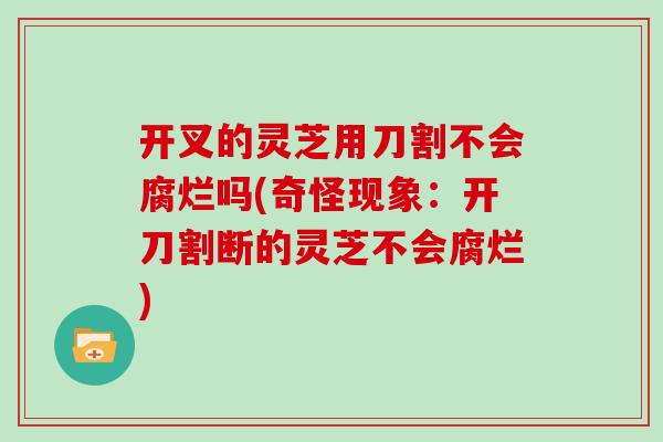 开叉的灵芝用刀割不会腐烂吗(奇怪现象：开刀割断的灵芝不会腐烂)