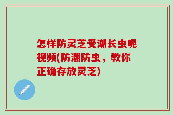 怎样防灵芝受潮长虫呢视频(防潮防虫,教你正确存放灵芝) 怎样防灵芝受潮长虫呢视频(防潮防虫,教你正确存放灵芝)