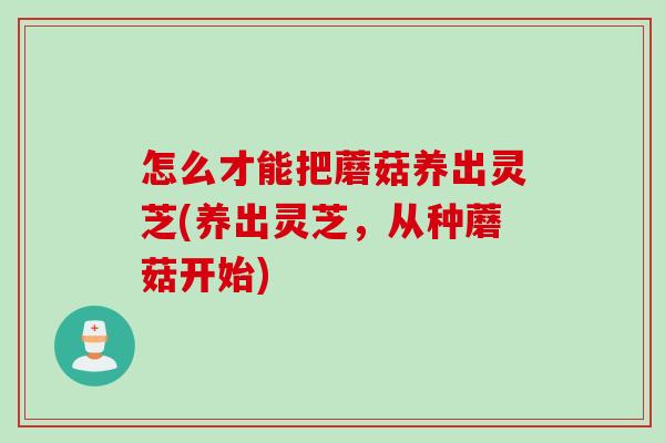 怎么才能把蘑菇养出灵芝(养出灵芝,从种蘑菇开始) 怎么才能把蘑菇养出灵芝(养出灵芝,从种蘑菇开始)