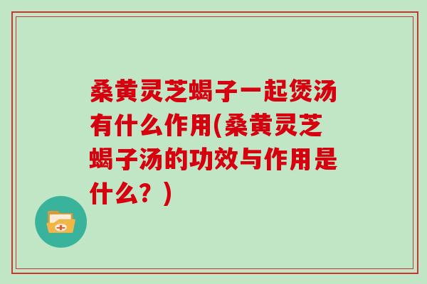 桑黄灵芝蝎子一起煲汤有什么作用(桑黄灵芝蝎子汤的功效与作用是什么?) 桑黄灵芝蝎子一起煲汤有什么作用(桑黄灵芝蝎子汤的功效与作用是什么?)
