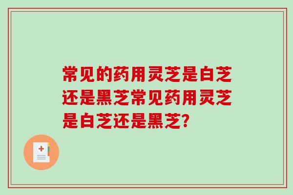 常见的药用灵芝是白芝还是黑芝常见药用灵芝是白芝还是黑芝? 常见的药用灵芝是白芝还是黑芝常见药用灵芝是白芝还是黑芝?