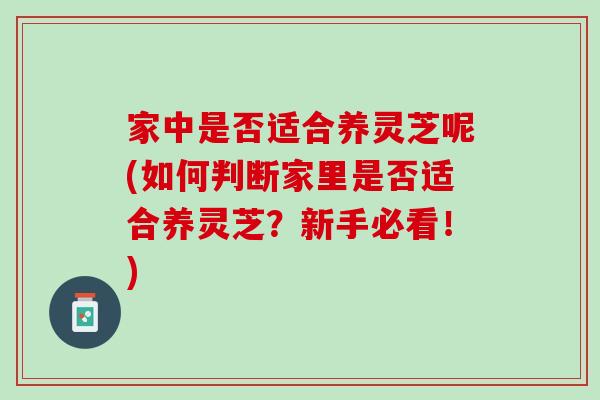 家中是否适合养灵芝呢(如何判断家里是否适合养灵芝?新手必看!) 家中是否适合养灵芝呢(如何判断家里是否适合养灵芝?新手必看!)