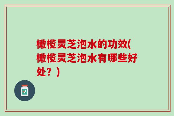 橄榄灵芝泡水的功效(橄榄灵芝泡水有哪些好处?) 橄榄灵芝泡水的功效(橄榄灵芝泡水有哪些好处?)