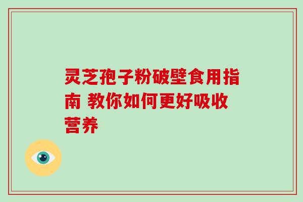 灵芝孢子粉破壁食用指南 教你如何更好吸收营养