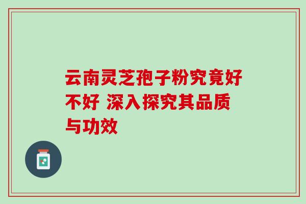 云南灵芝孢子粉究竟好不好 深入探究其品质与功效